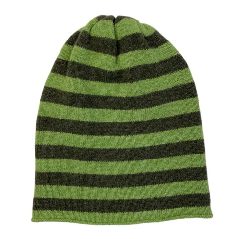 wide stripe beanie two greens